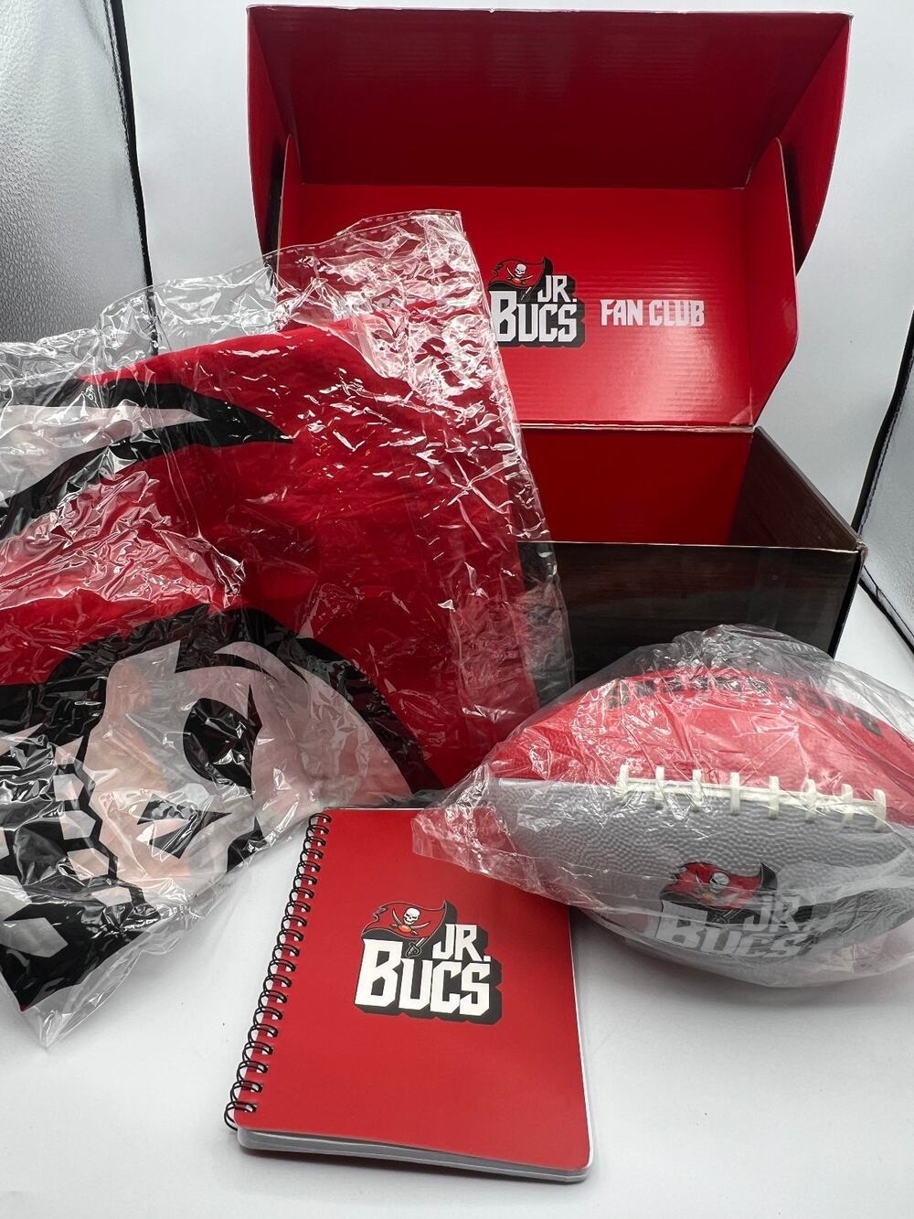 Tampa Bay Buccaneers Jr Bucs Fan Club Box Football Flag Notebook Youth Fan Set